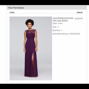 David’s Bridal Bridesmaid Dress Size 2